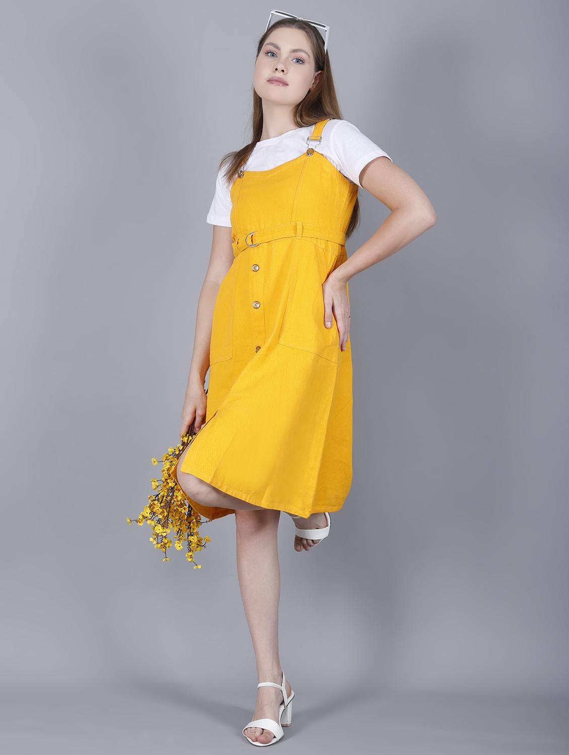 women solid shoulder strap dungaree dress - 22004914 -  Zoom Image - 0