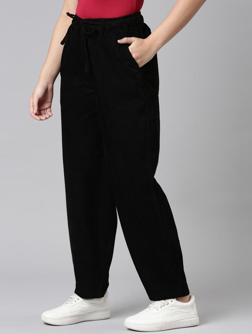 women solid high rise relaxed fit peg trouser - 22004924 - Standard Image - 2