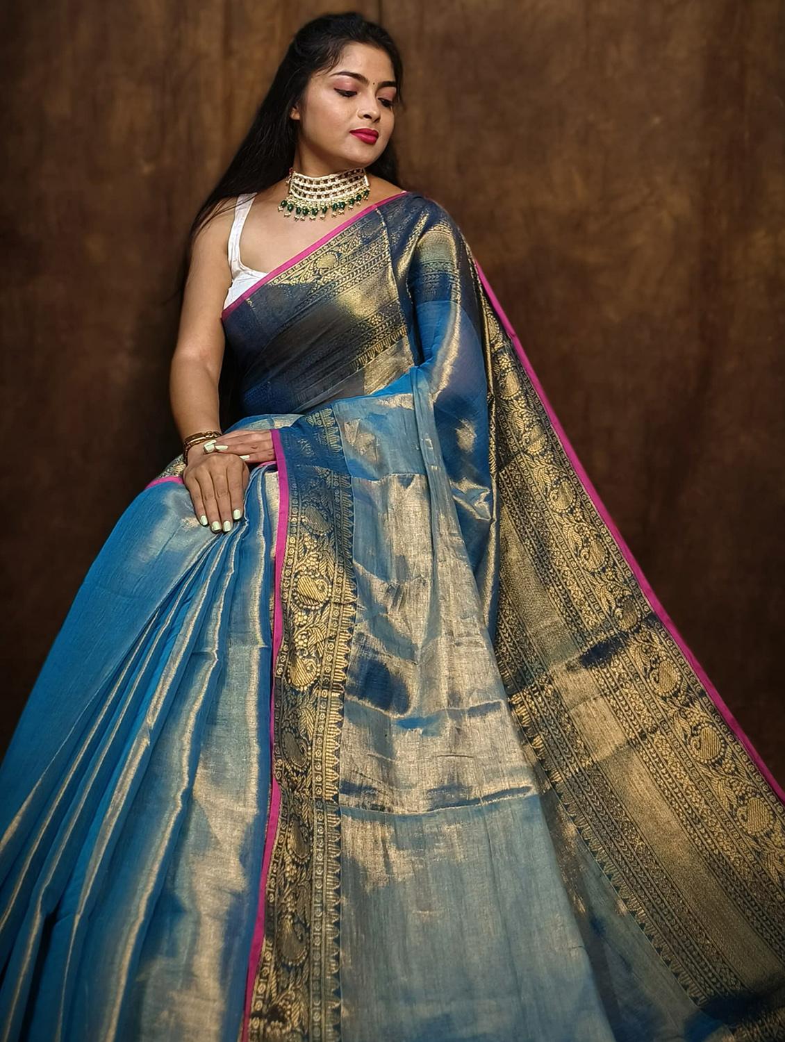 women solid with bordered saree - 22004988 - Standard Image - 2