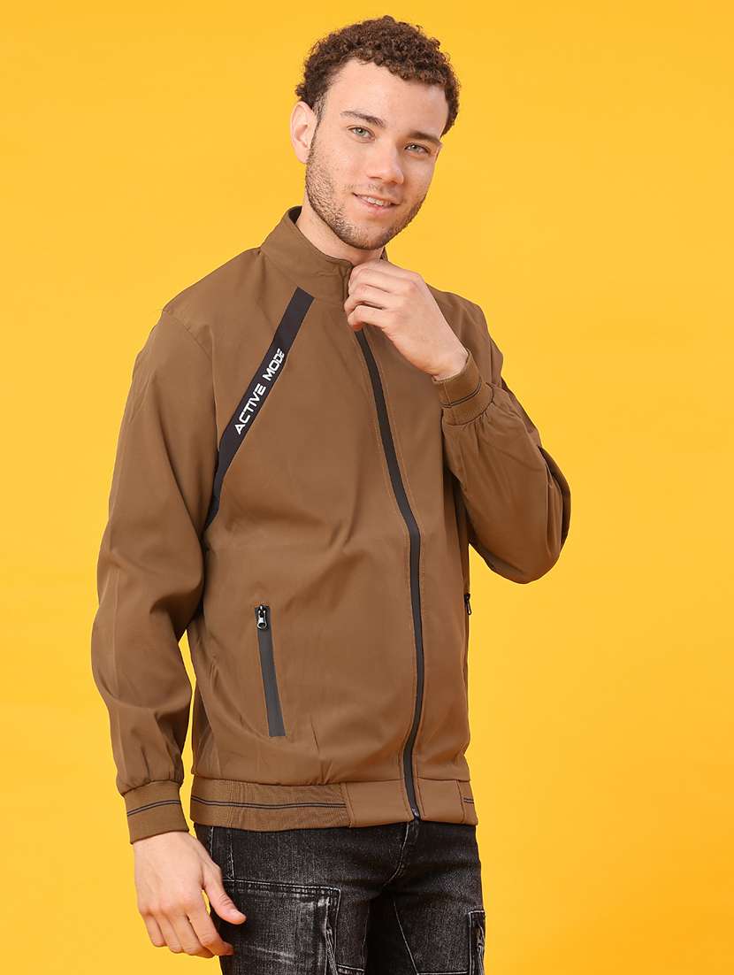 men solid long sleeve bomber jacket - 22005057 -  Standard Image - 2