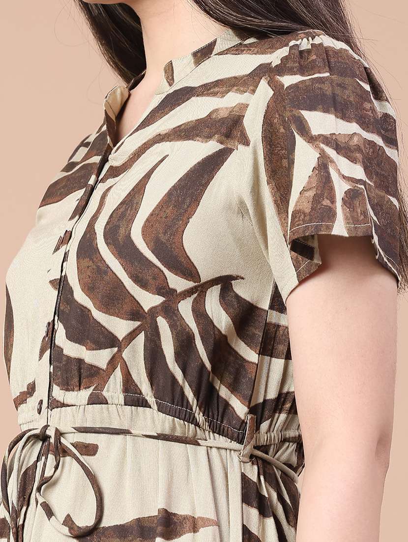 women printed short sleeve a-line dress - 22005089 -  Standard Image - 2