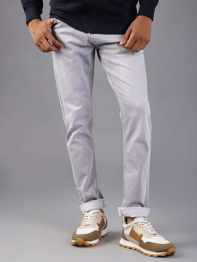 men washed mid rise full length jean