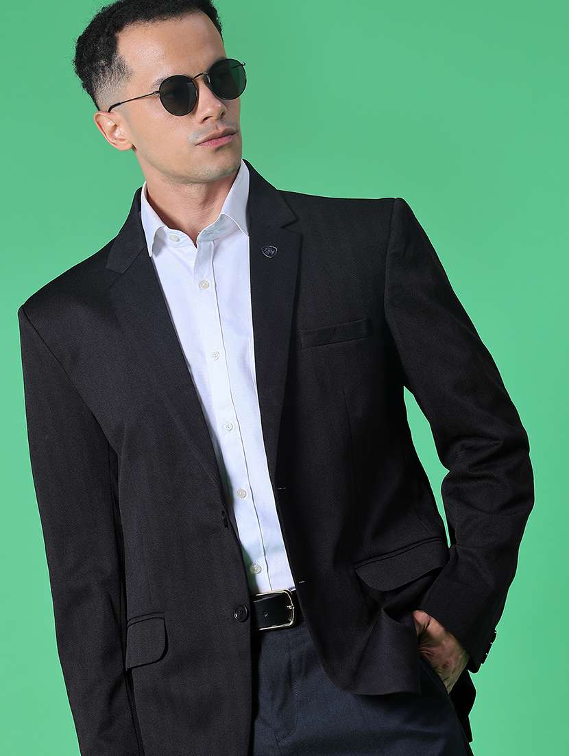 men solid single breasted casual blazer