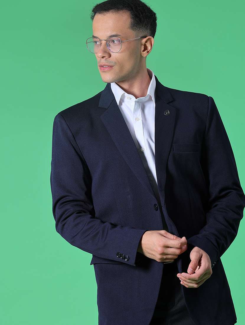 men solid single breasted casual blazer