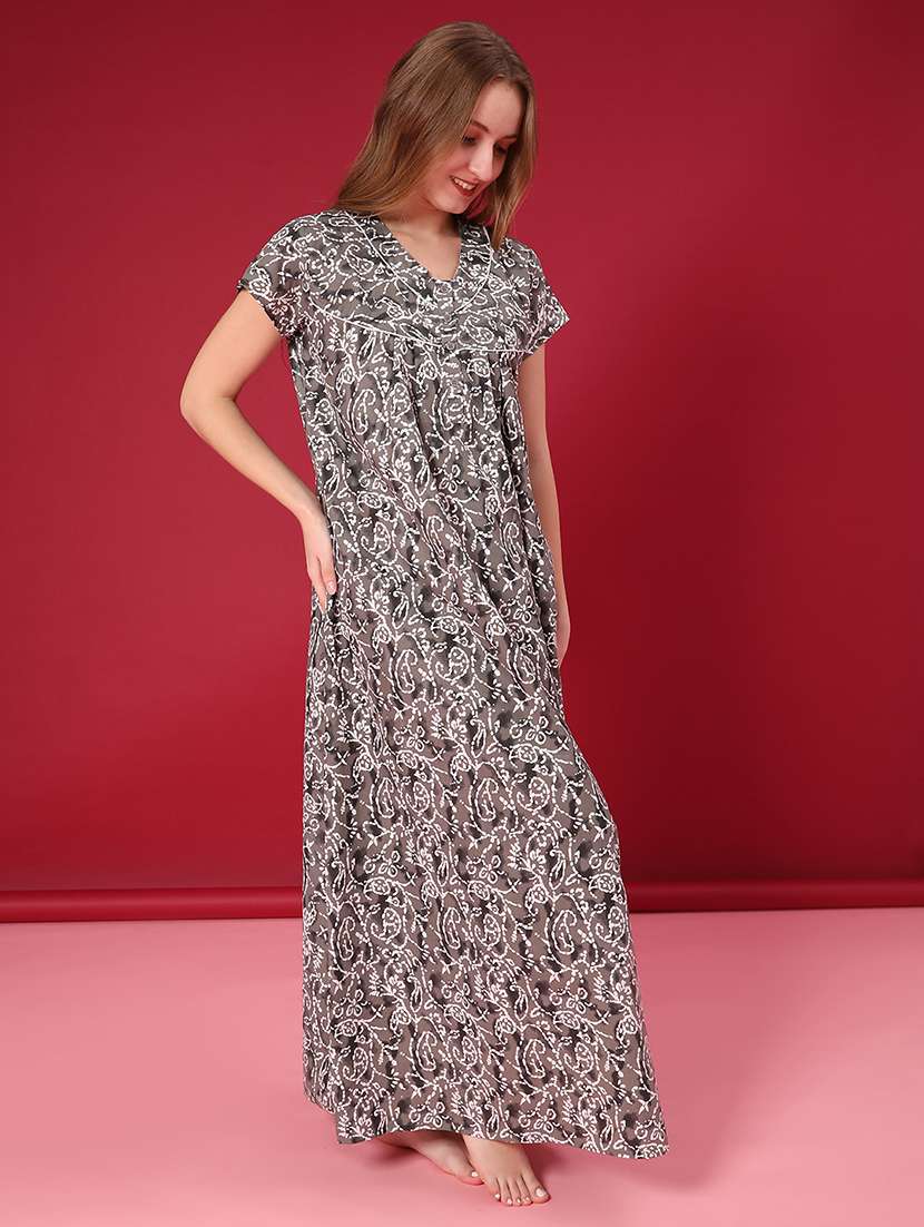 women printed short sleeve nighty - 22005203 -  Standard Image - 2
