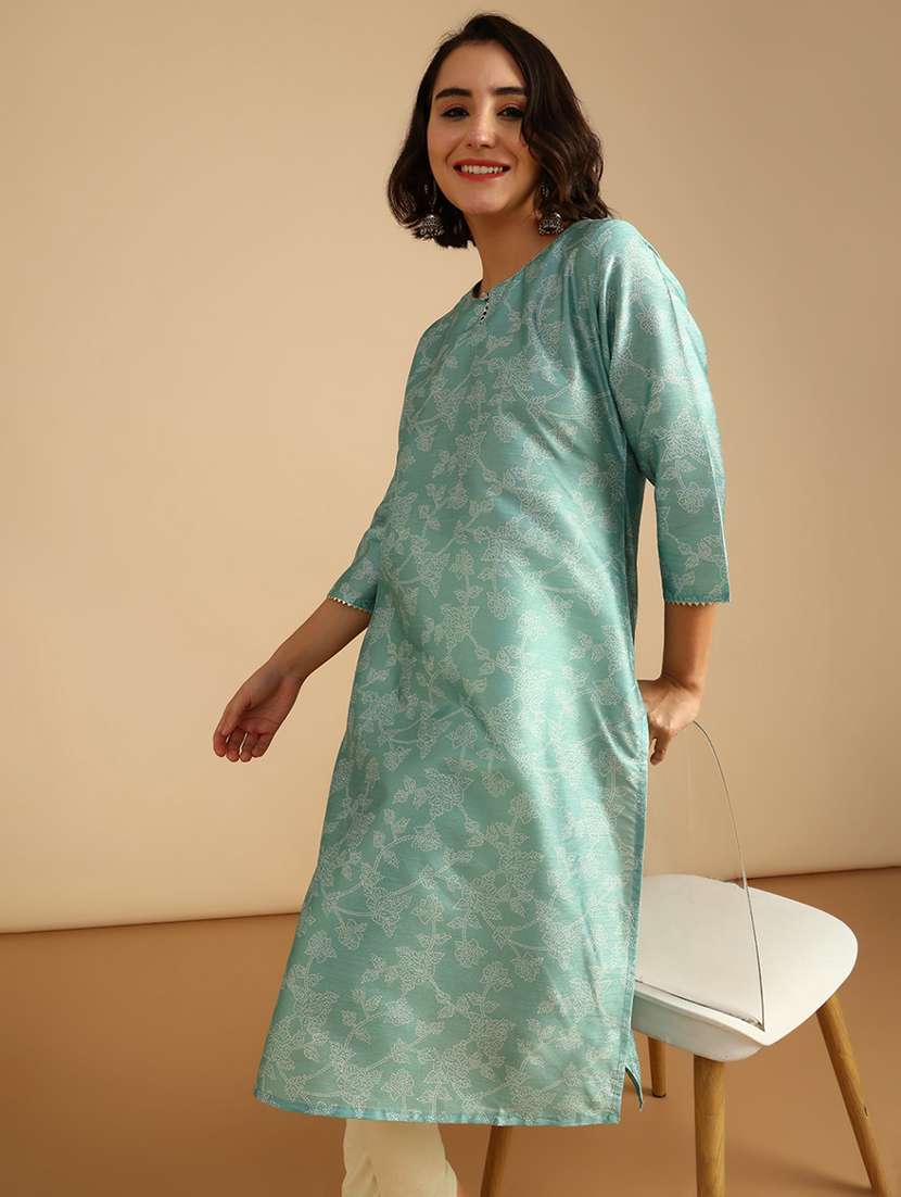 women three quarter sleeve straight kurta