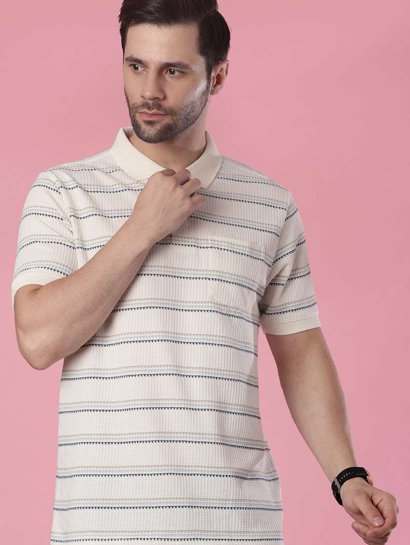 men striped short sleeve regular fit polo t-shirt