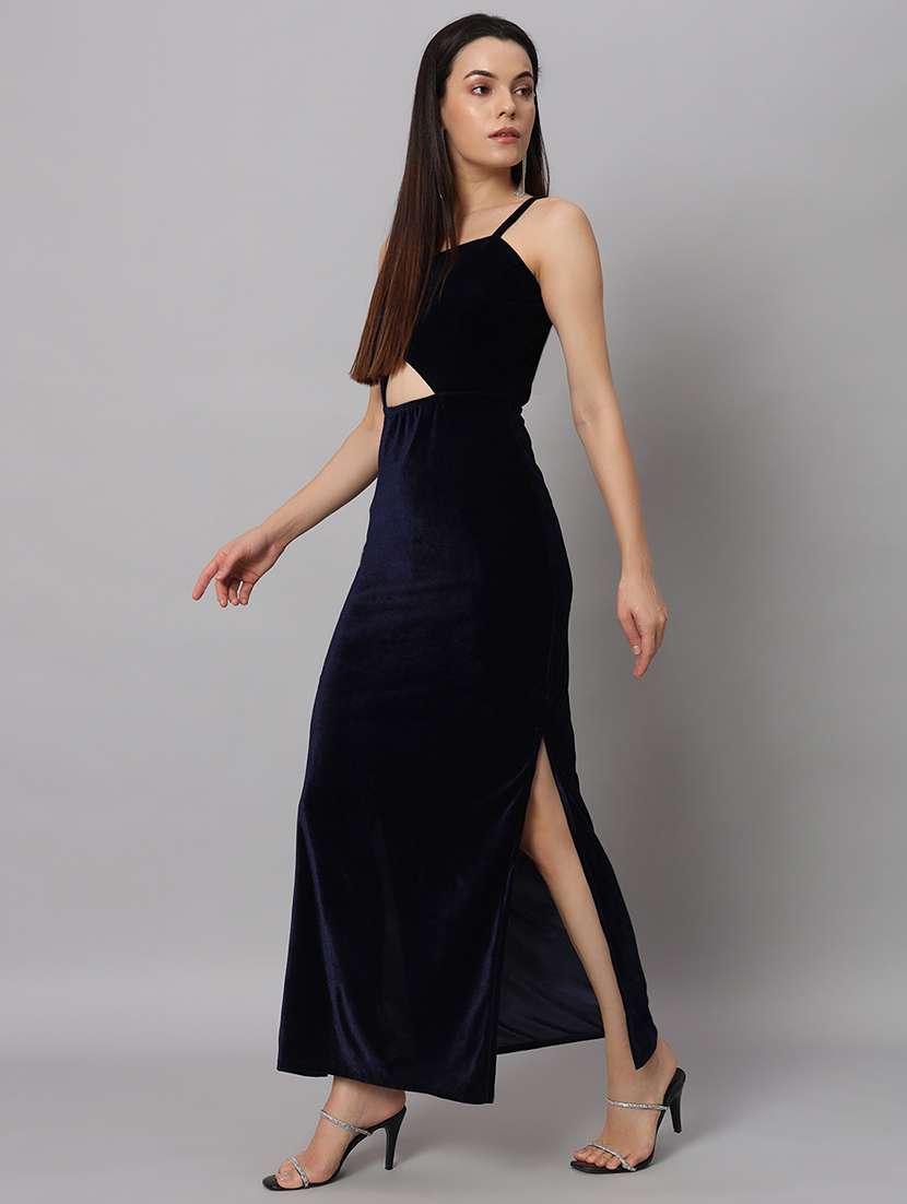 women solid sholuder strap slim fit bodycon maxi dress - 22005439 - Standard Image - 2