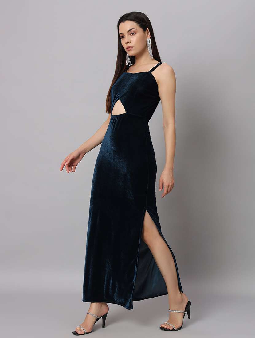 women solid sholuder strap slim fit bodycon maxi dress - 22005440 -  Standard Image - 2