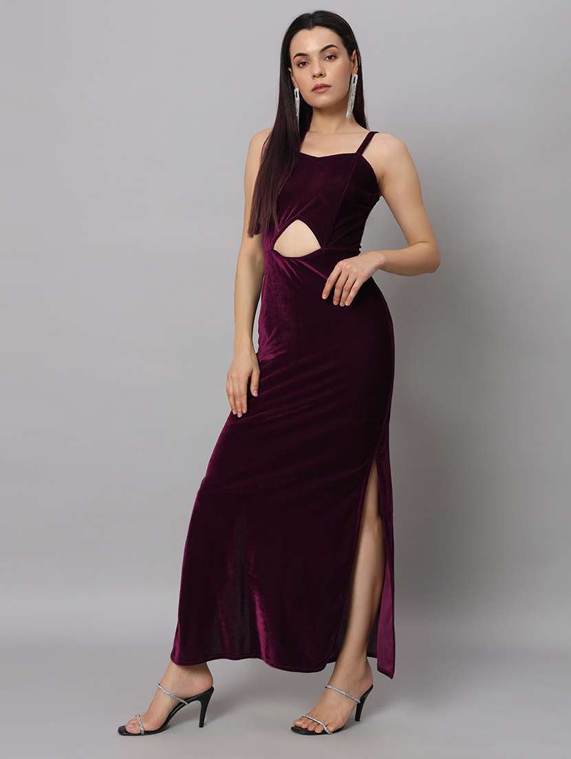 women solid sholuder strap slim fit bodycon maxi dress - 22005443 - Standard Image - 2