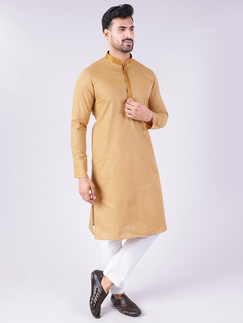 men solid mandarin neck kurta pyjama ethnic wear set - 22005487 - Standard Image - 2