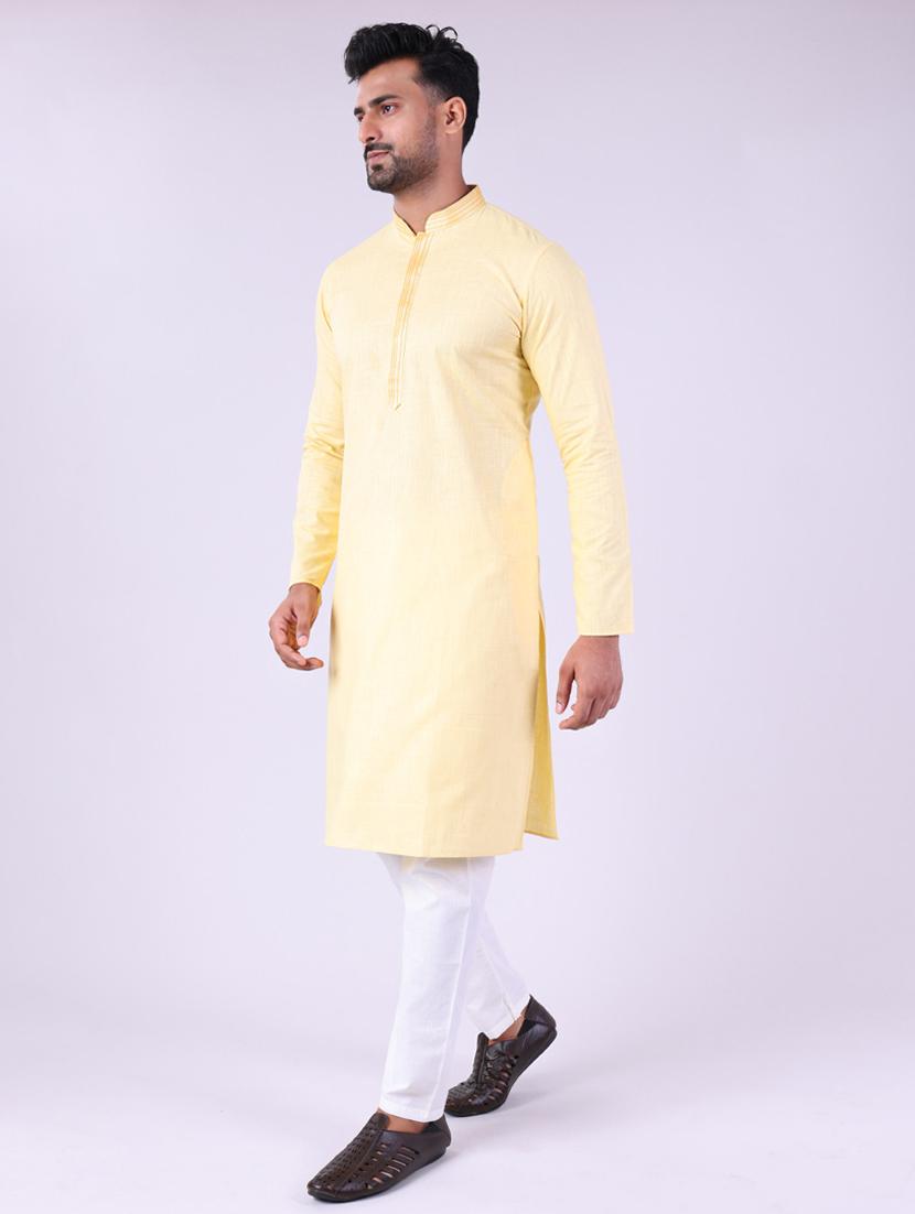 men solid mandarin neck kurta pyjama ethnic wear set - 22005490 - Standard Image - 2