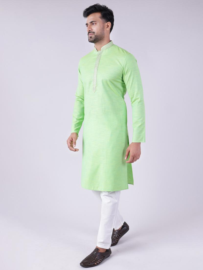 men solid mandarin neck kurta pyjama ethnic wear set - 22005501 - Standard Image - 2