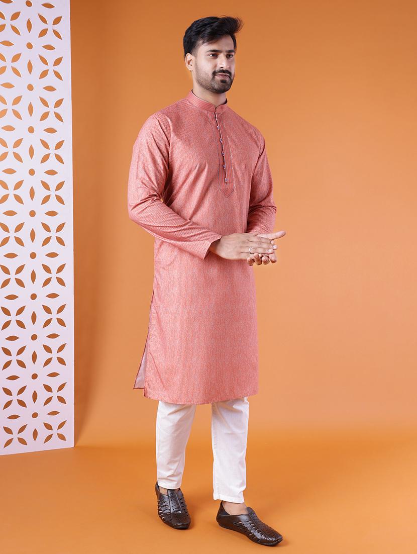 men printed mandarin neck kurta pyjama ethnic wear set - 22005503 - Standard Image - 2