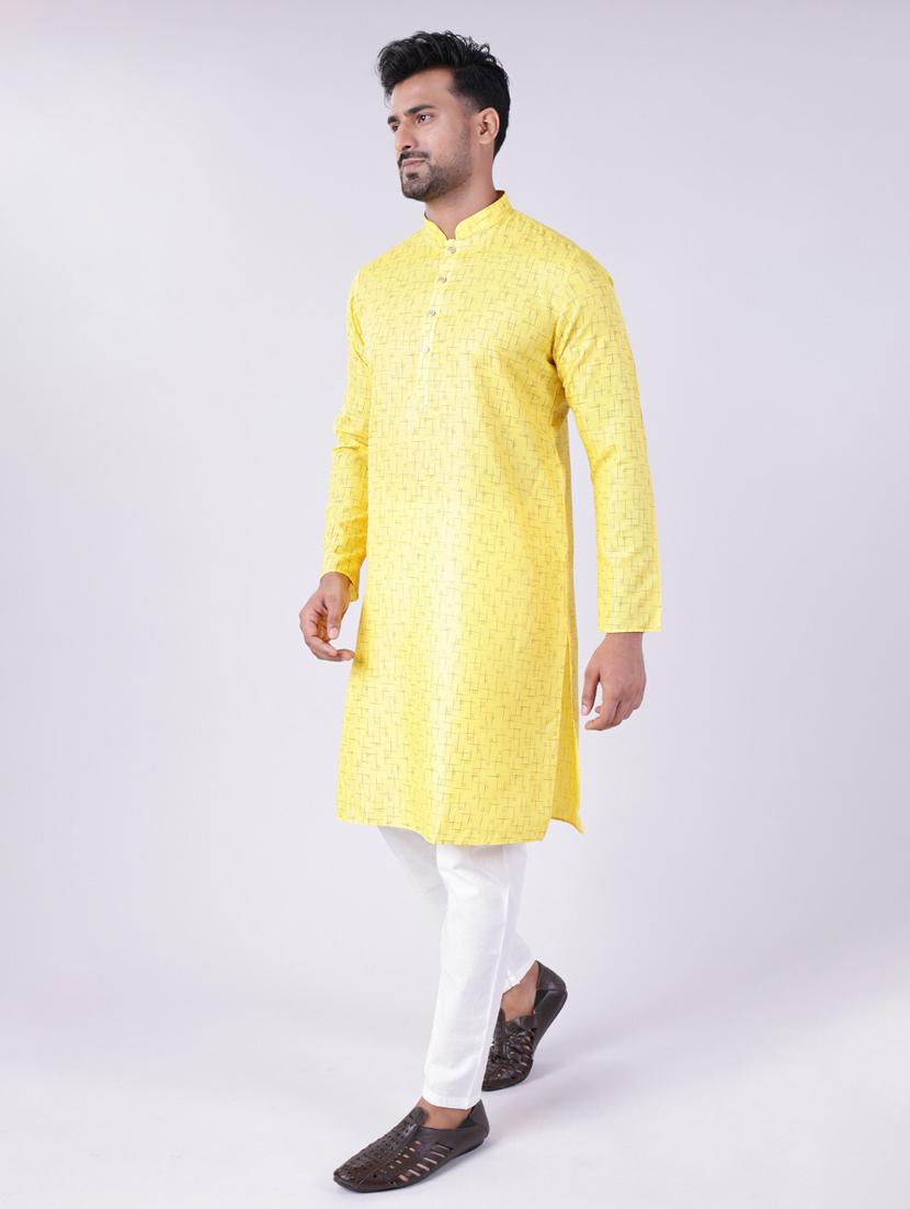 men self design mandarin neck kurta pyjama ethnic wear set - 22005505 - Standard Image - 2