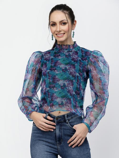 women floral print puff sleeve regular top - 22006037 - Standard Image - 0