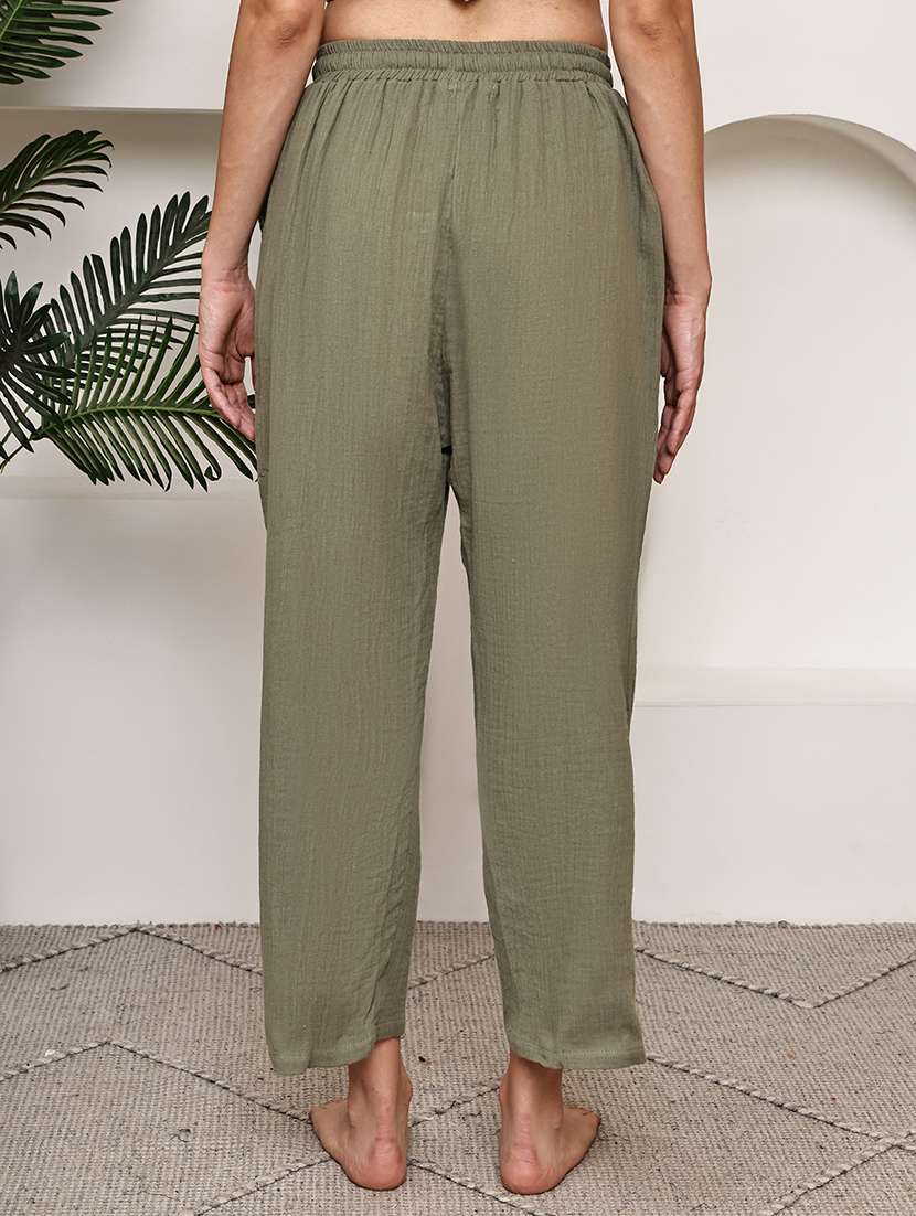 women solid mid rise loungewear pajama - 22006112 -  Standard Image - 2