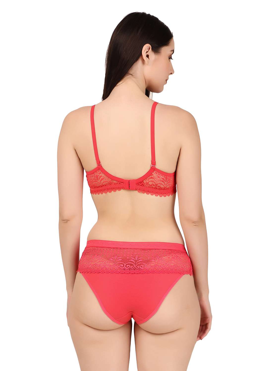 women solid lace bra and panty set - 22006200 -  Standard Image - 2