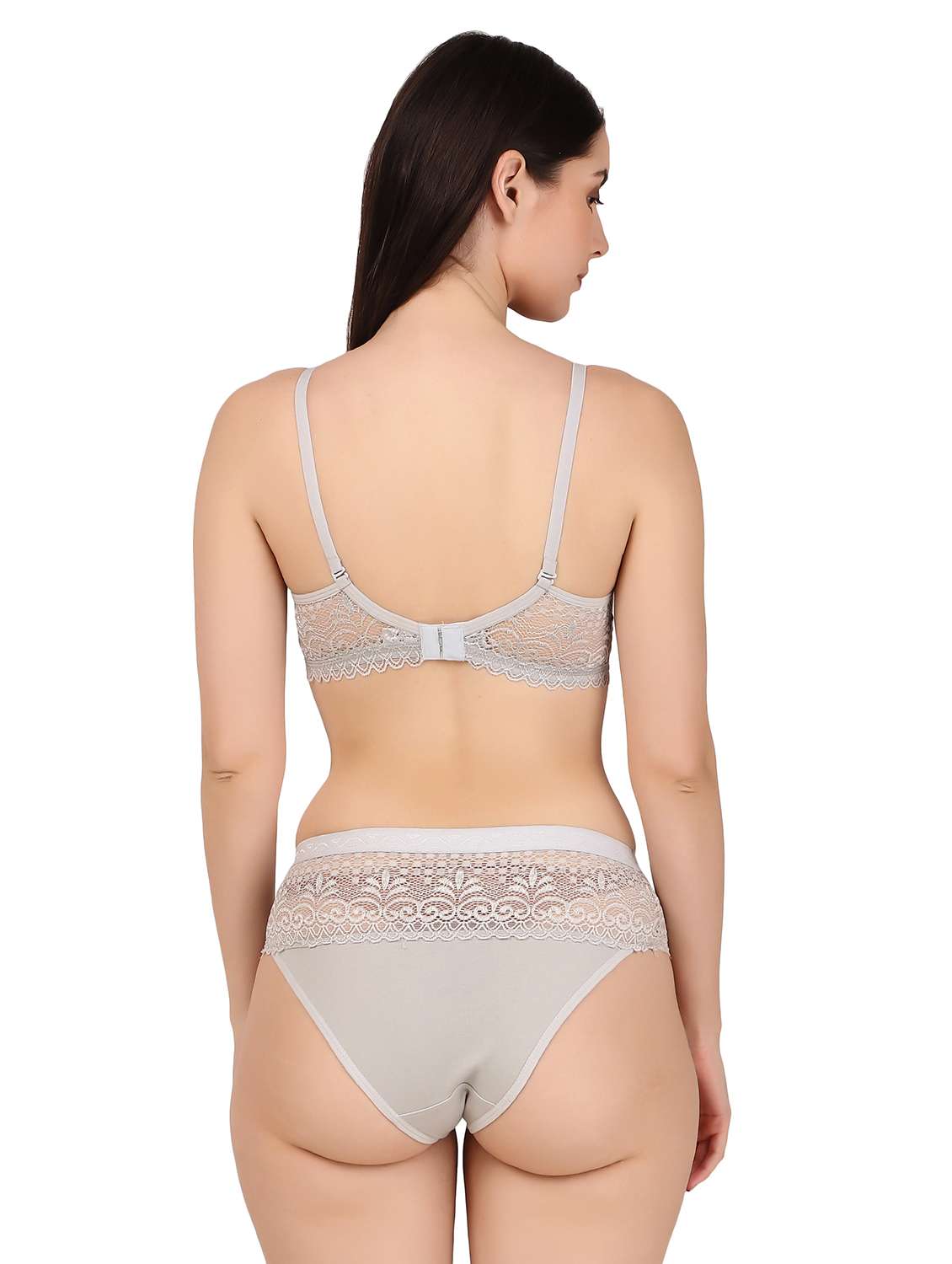 women solid lace bra and panty set - 22006202 -  Standard Image - 2