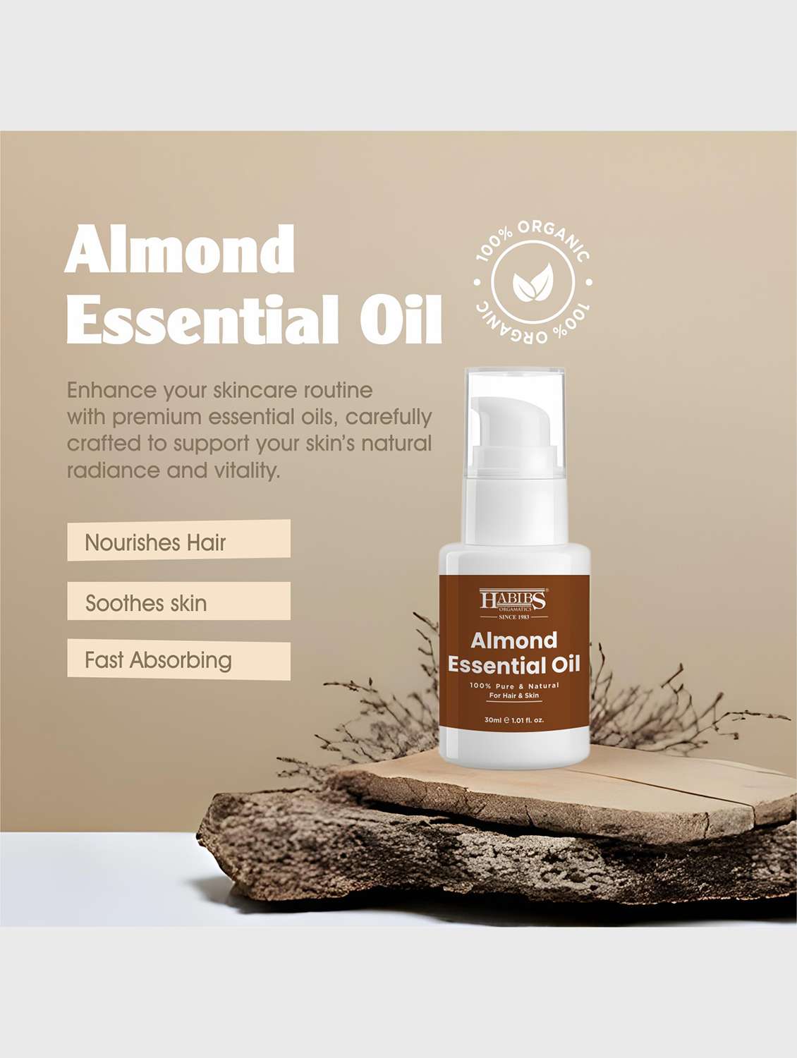 sweet almond carrier oil - 100% natural, cold-pressed for radiant skin, hair & massage 30ml - 22006214 -  Standard Image - 2