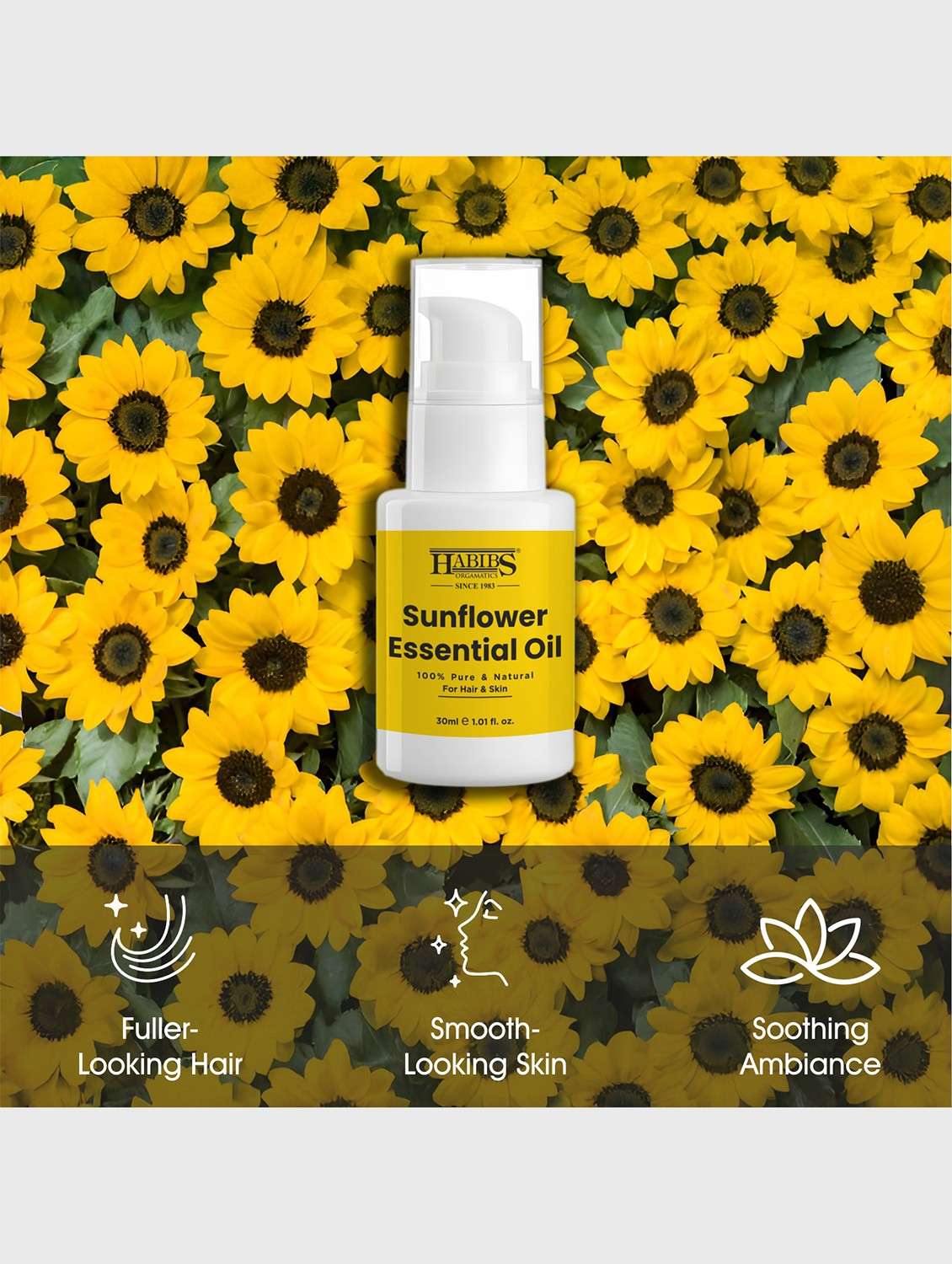 sunflower carrier oil - 100% natural, cold-pressed for skin, hair & massage 30ml - 22006224 -  Standard Image - 7