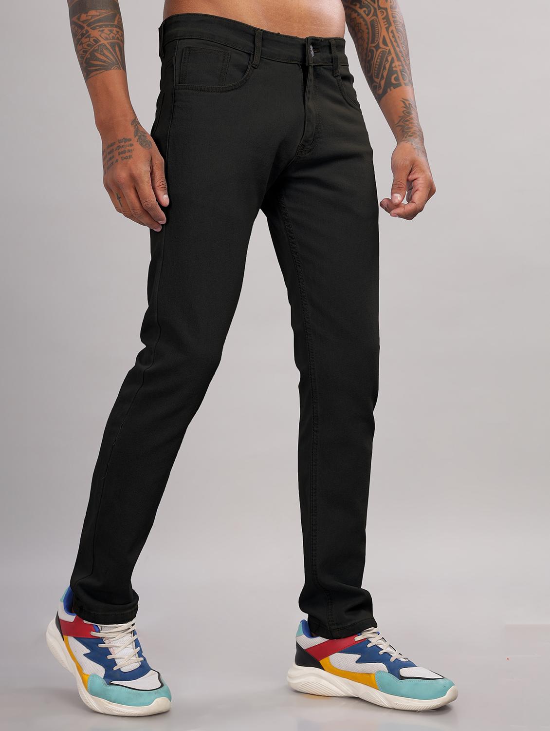men plain mid rise full length slim fit jeans - 22006248 - Standard Image - 2