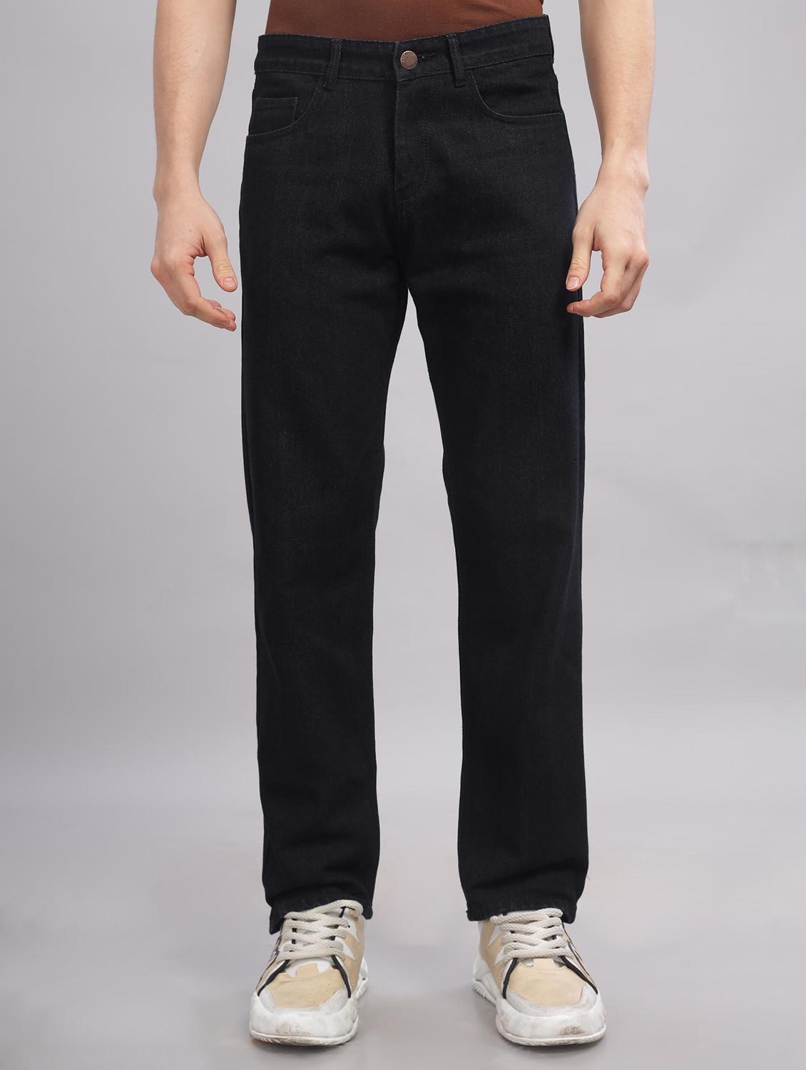 men plain mid rise full length straight fit jeans - 22006249 - Zoom Image - 0