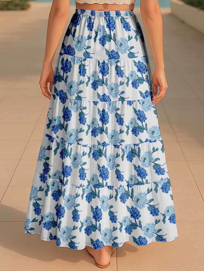 women floral printed high rise maxi tiered skirt - 22006279 -  Standard Image - 2