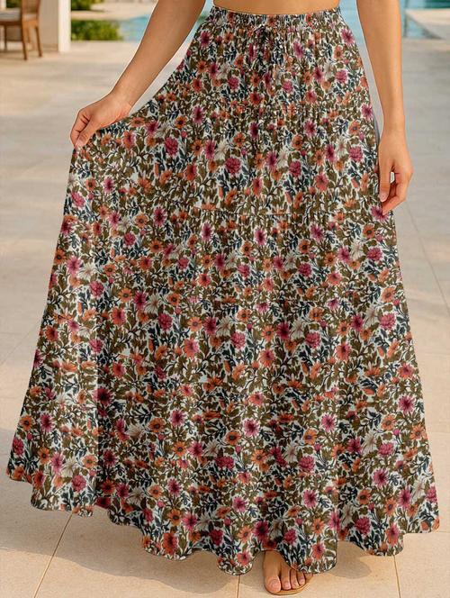 women floral printed high rise maxi tiered skirt - 22006281 - Standard Image - 0