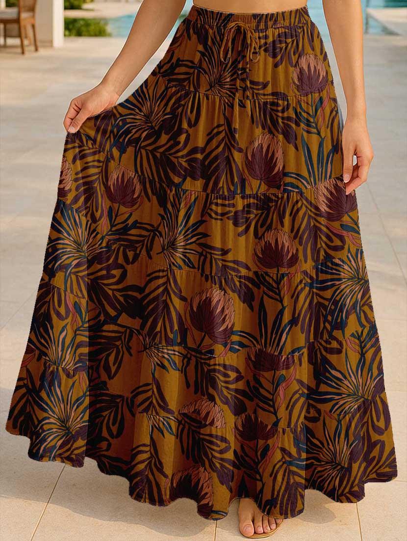 women floral printed high rise maxi tiered skirt - 22006285 - Zoom Image - 0
