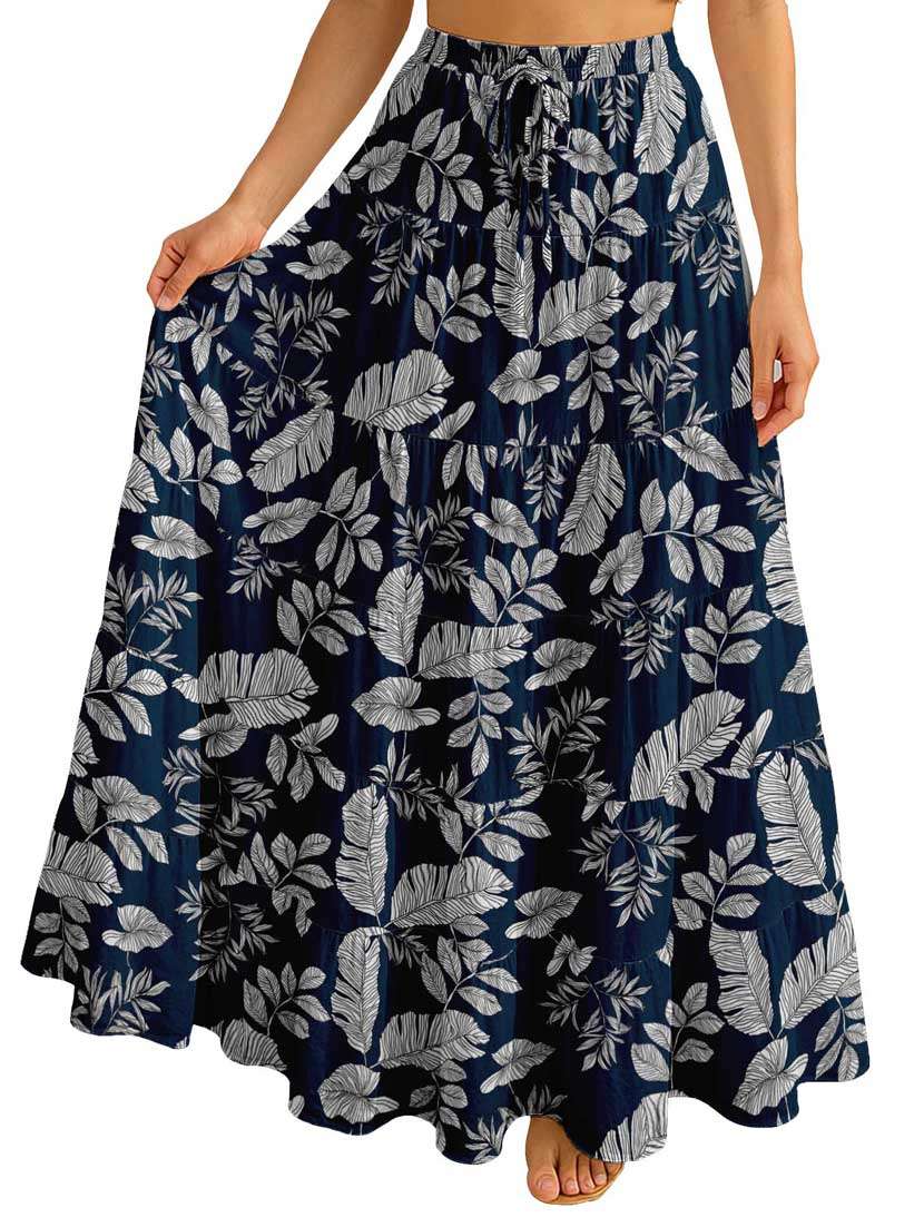 women tropical printed high rise maxi tiered skirt - 22006287 -  Standard Image - 2