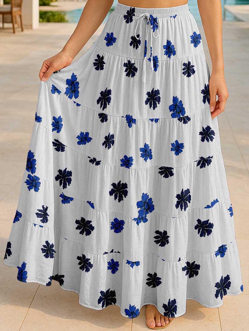 women floral printed high rise maxi tiered skirt - 22006288 -  Zoom Image - 0