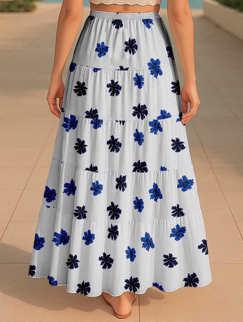 women floral printed high rise maxi tiered skirt - 22006288 - Standard Image - 2