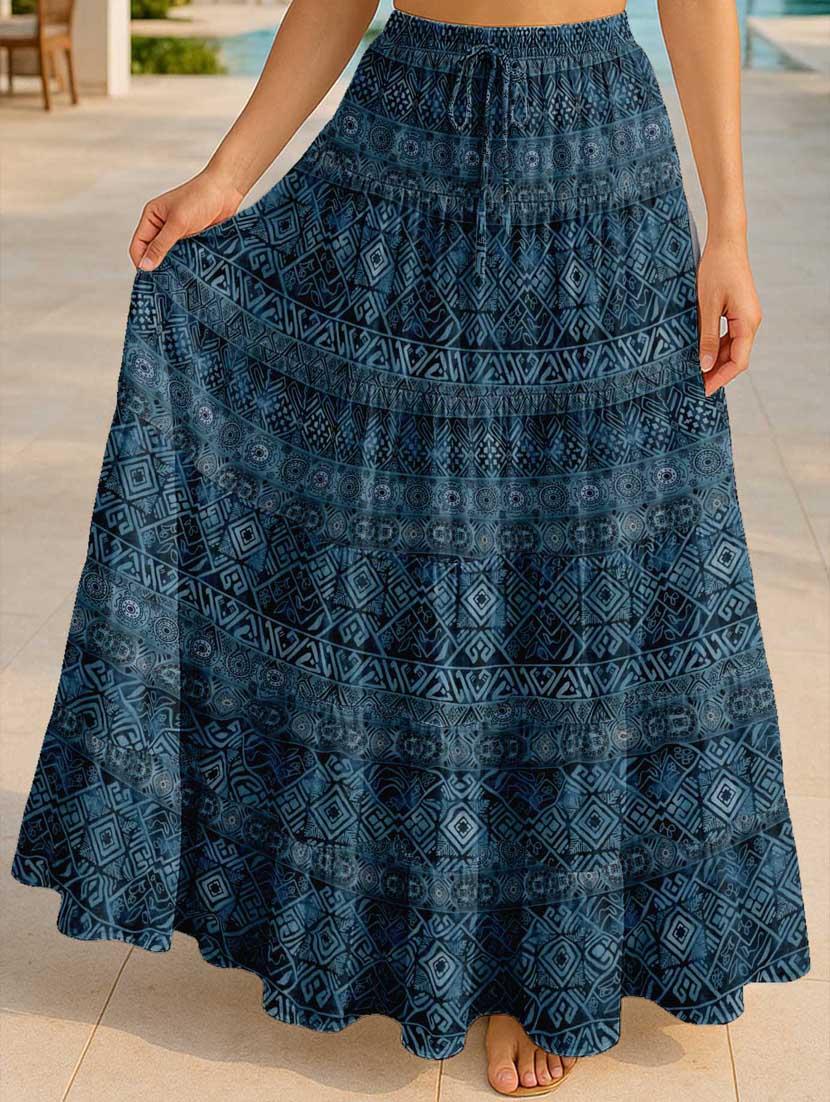 women printed high rise maxi tiered skirt - 22006290 - Zoom Image - 0