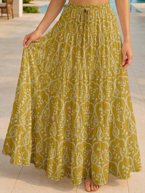 women printed high rise maxi tiered skirt - 22006291 - Standard Image - 0