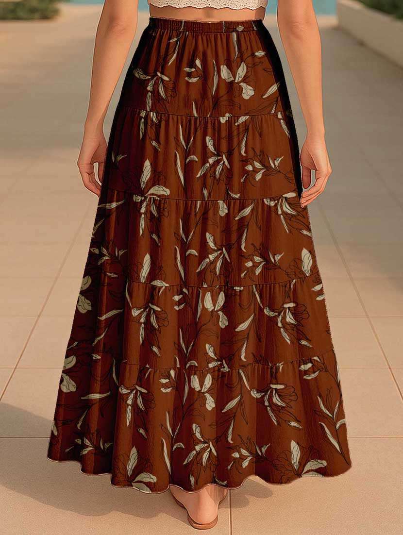 women floral printed high rise maxi tiered skirt - 22006292 -  Standard Image - 2