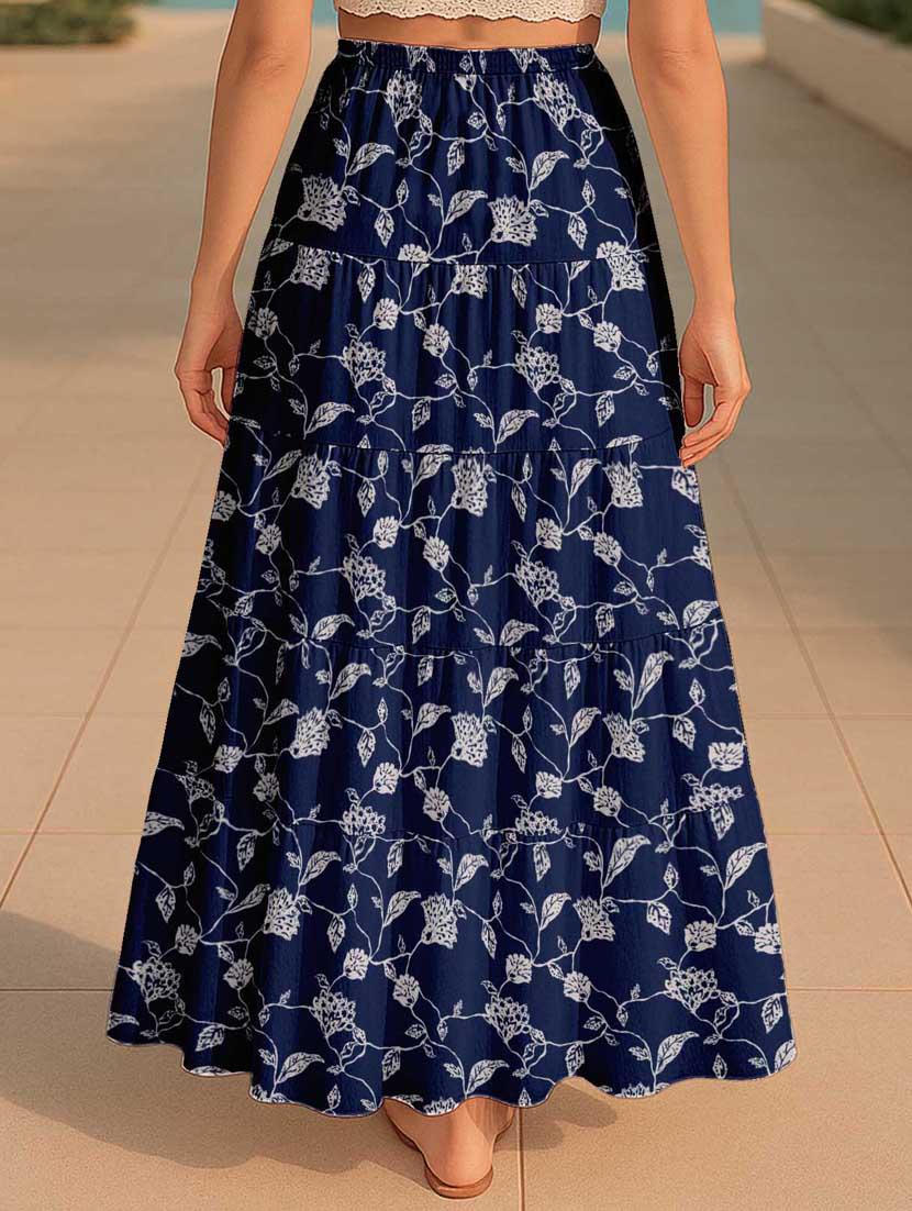 women floral printed high rise maxi tiered skirt - 22006293 - Standard Image - 2