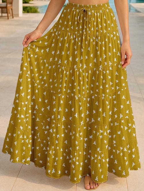 women printed high rise maxi tiered skirt - 22006300 - Standard Image - 0