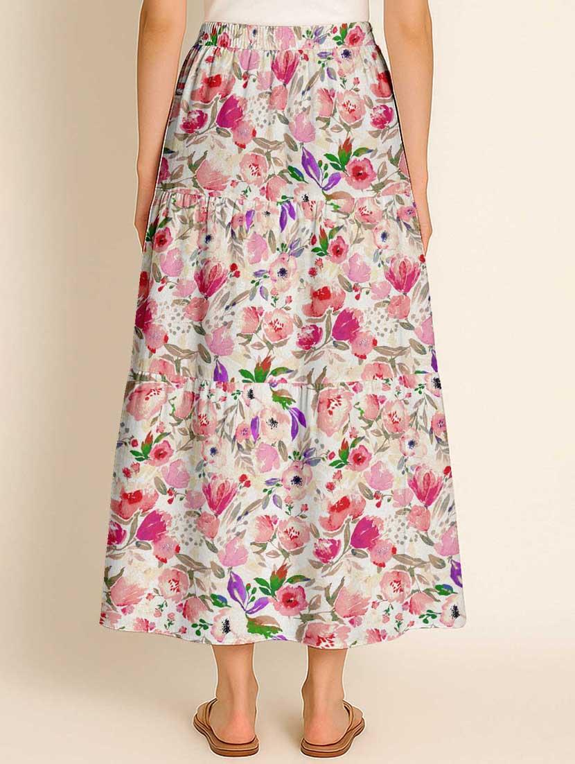 women floral printed high rise maxi tiered skirt - 22006321 - Standard Image - 2