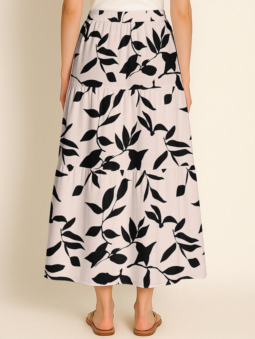 women printed high rise maxi tiered skirt - 22006325 - Standard Image - 2