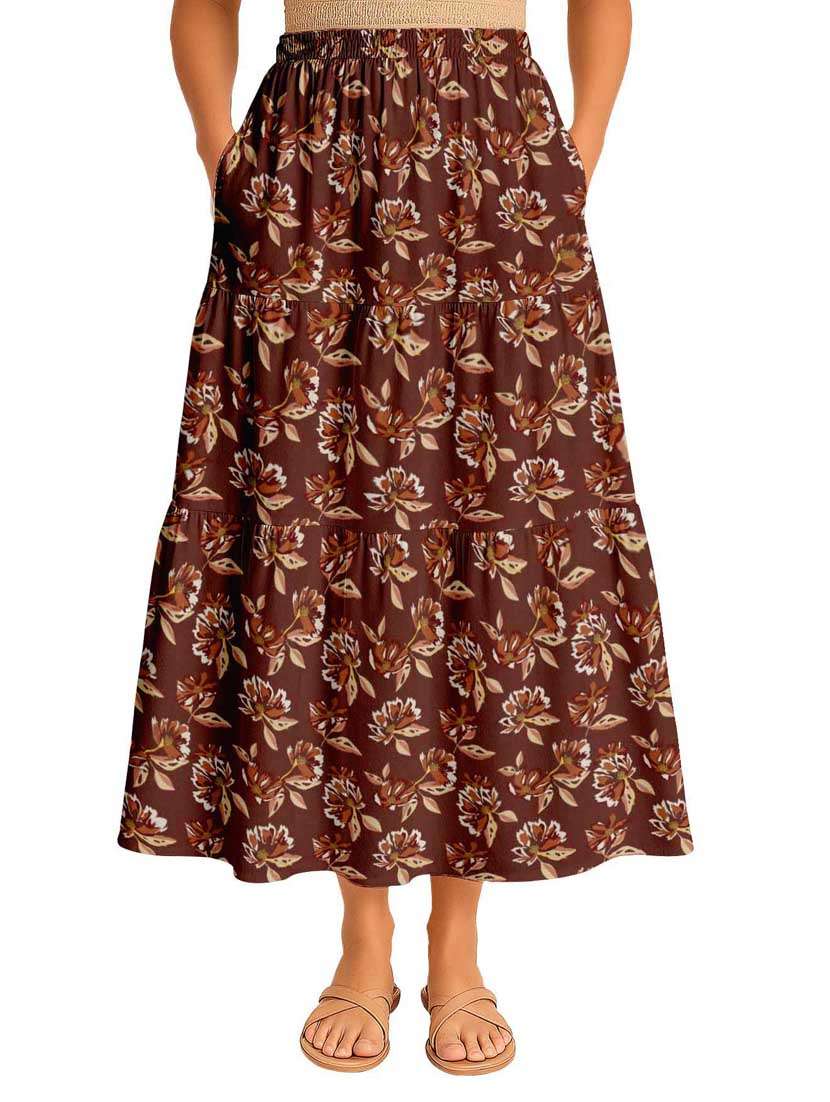 women floral printed high rise maxi tiered skirt - 22006328 -  Zoom Image - 0