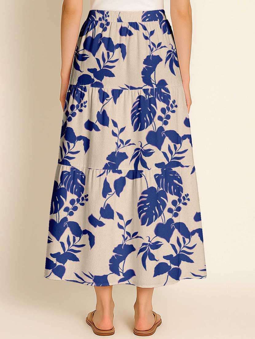 women tropical printed high rise maxi tiered skirt - 22006330 - Standard Image - 2