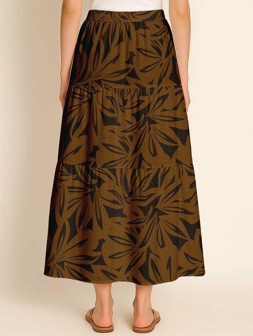 women printed high rise maxi tiered skirt - 22006332 - Standard Image - 2