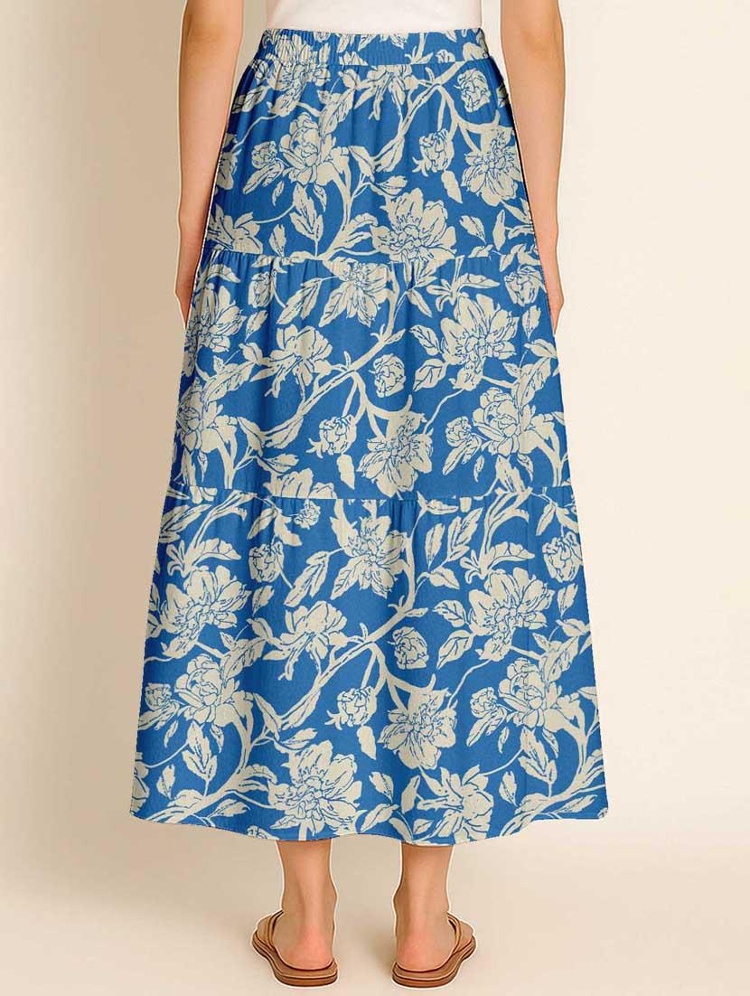 women floral printed high rise maxi tiered skirt - 22006335 - Standard Image - 2