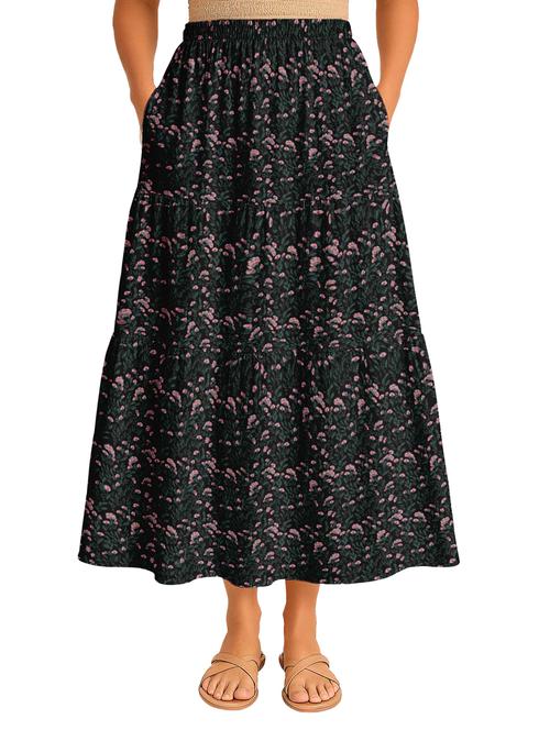 women floral printed high rise maxi tiered skirt - 22006337 -  Standard Image - 0