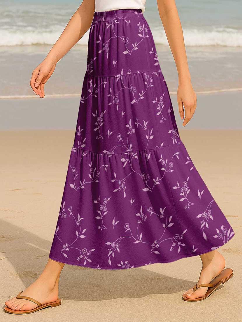 women floral printed high rise maxi tiered skirt - 22006338 - Standard Image - 2