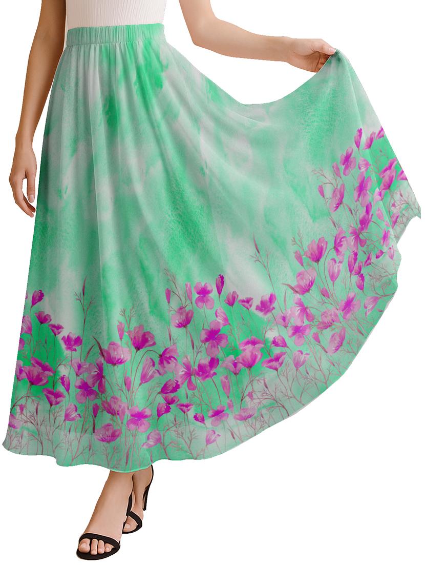 women floral printed high rise maxi flared skirt - 22006341 - Zoom Image - 0