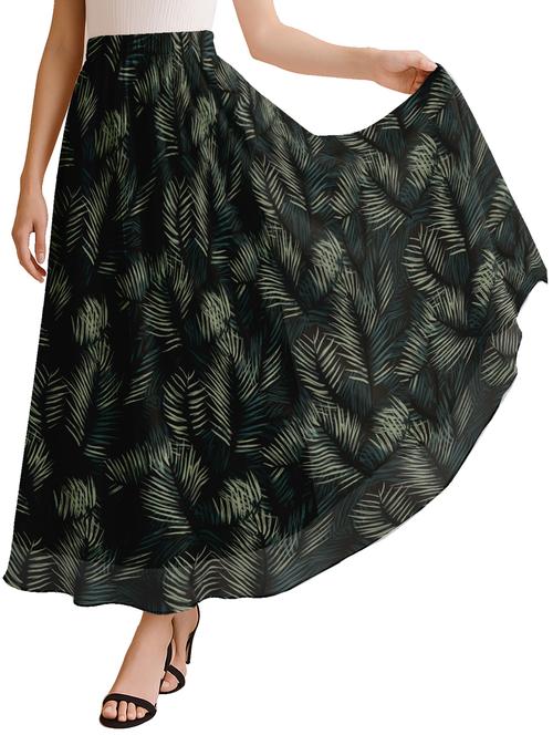 women tropical printed high rise maxi flared skirt - 22006342 - Standard Image - 0