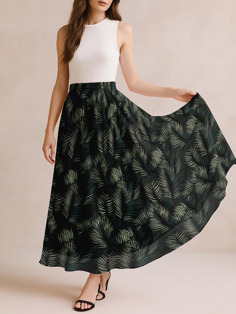 women tropical printed high rise maxi flared skirt - 22006342 - Standard Image - 2