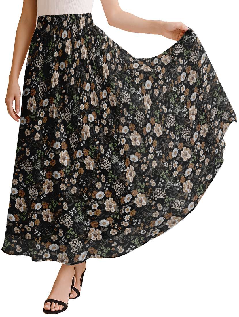 women floral printed high rise maxi flared skirt - 22006345 - Zoom Image - 0